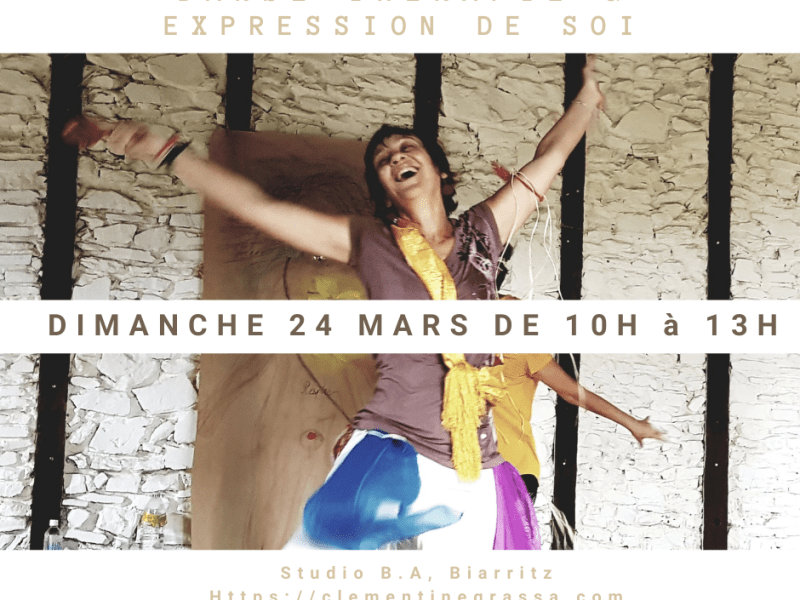 Ateliers de danse thérapie et d&rsquo;expression de soi dimanche 24 mars de 10h à&nbsp;13h